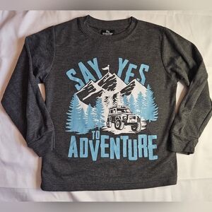 OT Revolution Boys Gray Long Sleeve "Say Yes To Adventure" Shirt Size 7